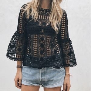 Lace Top with Bell Sleeves